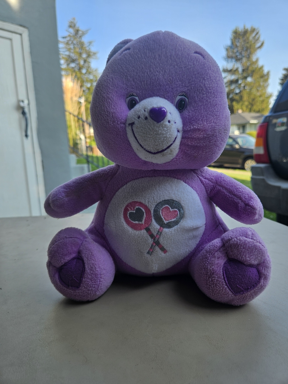 Purple Plush Care Bear Toy with Heart Design - Kids Toy